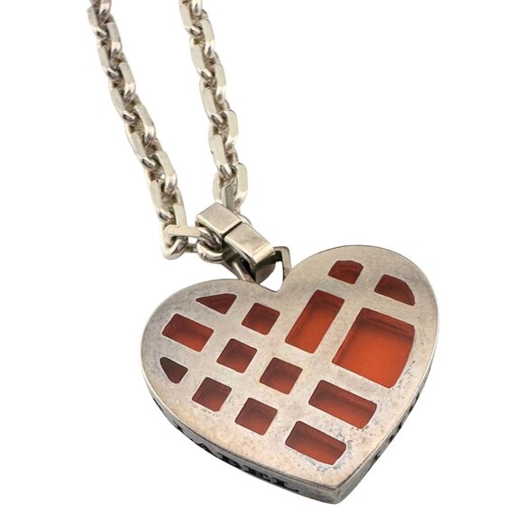 Burberry Blue Label Opaque Orange Silver Woven Check Heart - Picture 1 of 15